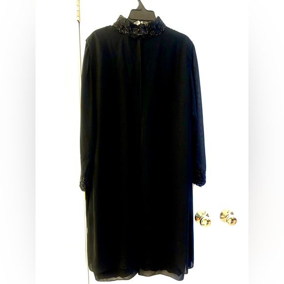 Ursula of Switzerland dress, beads, sequins, & lace, sheer chiffon, lined, EUC - Picture 2 of 6